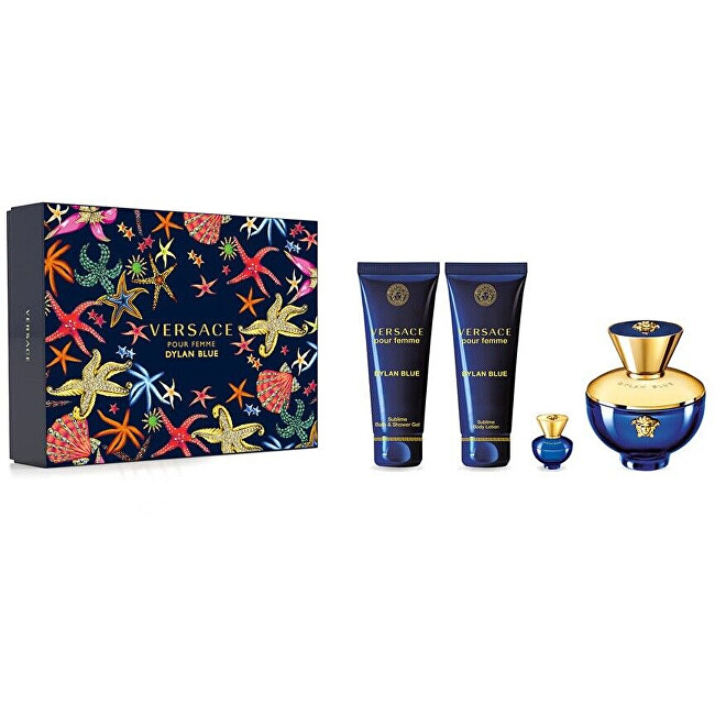 Versace Pour Femme Dylan Blue EDP 100 ml + EDP 5 ml + sprchový gel 100 ml + tělové mléko 100 ml dárková sada